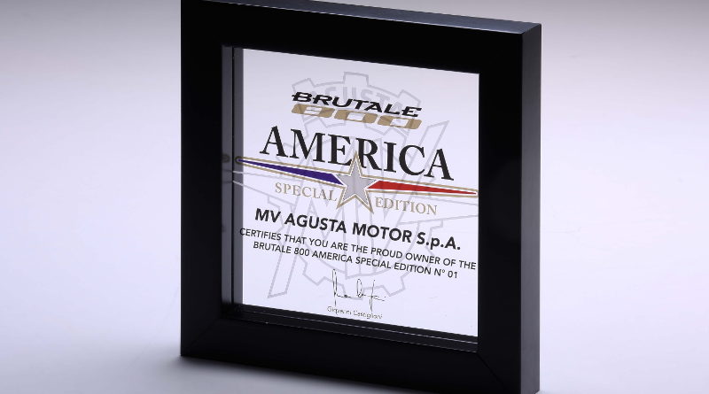 MV Agusta Brutale 800 'America' 2017 Special Edition Plaquette