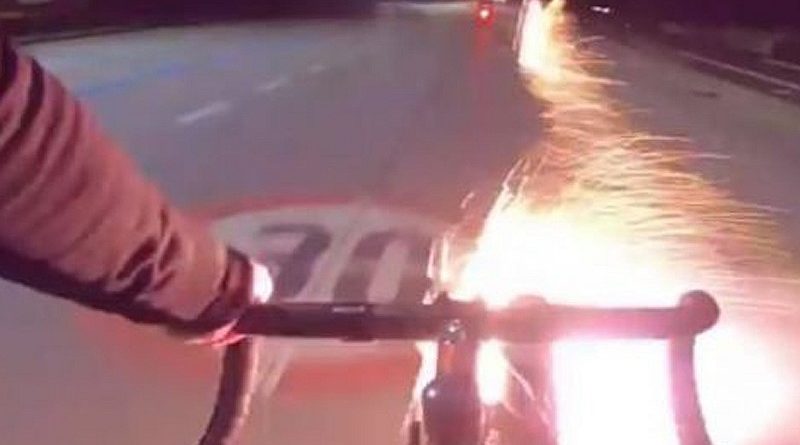 bike with fireworks